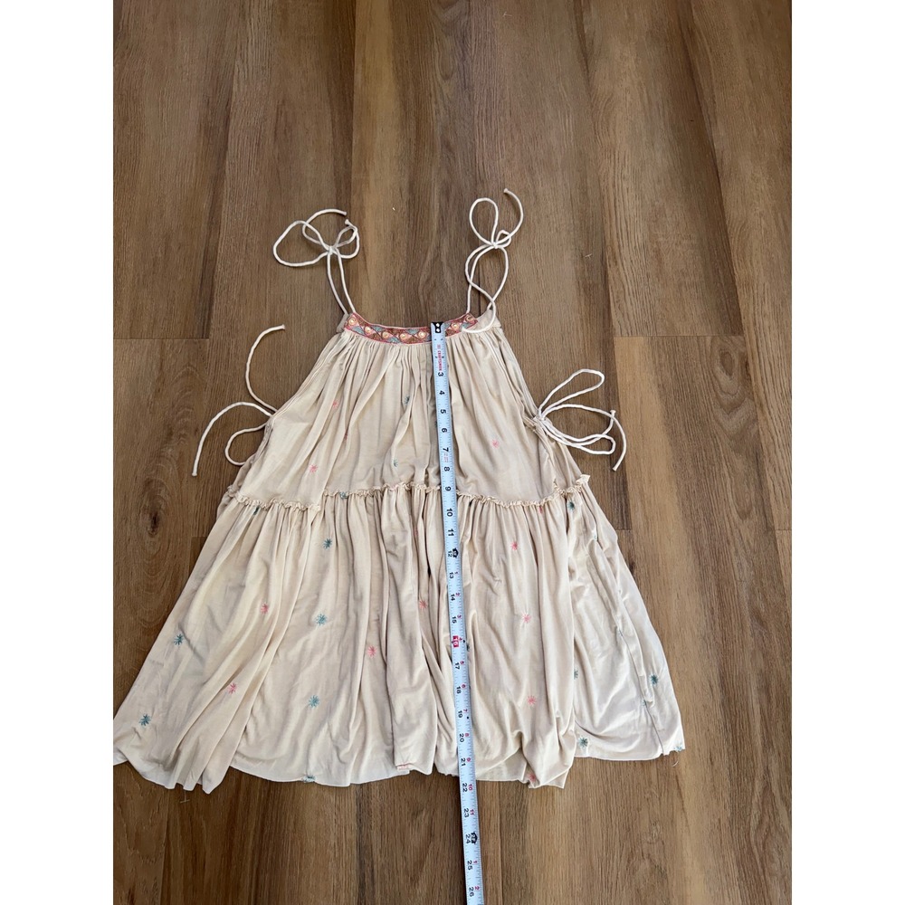 POL Boho Embroidered Tiered Babydoll Tank Top Beige Large Indie hippie - Picture 7 of 7